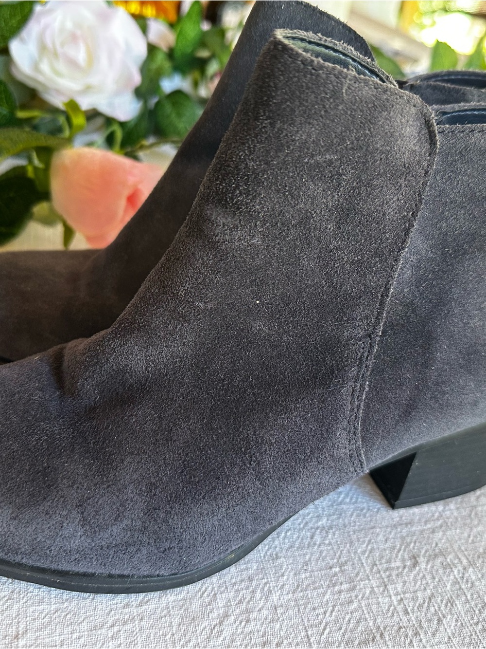 Naturalizer Women's Suede Ankle Booties in Charcoal